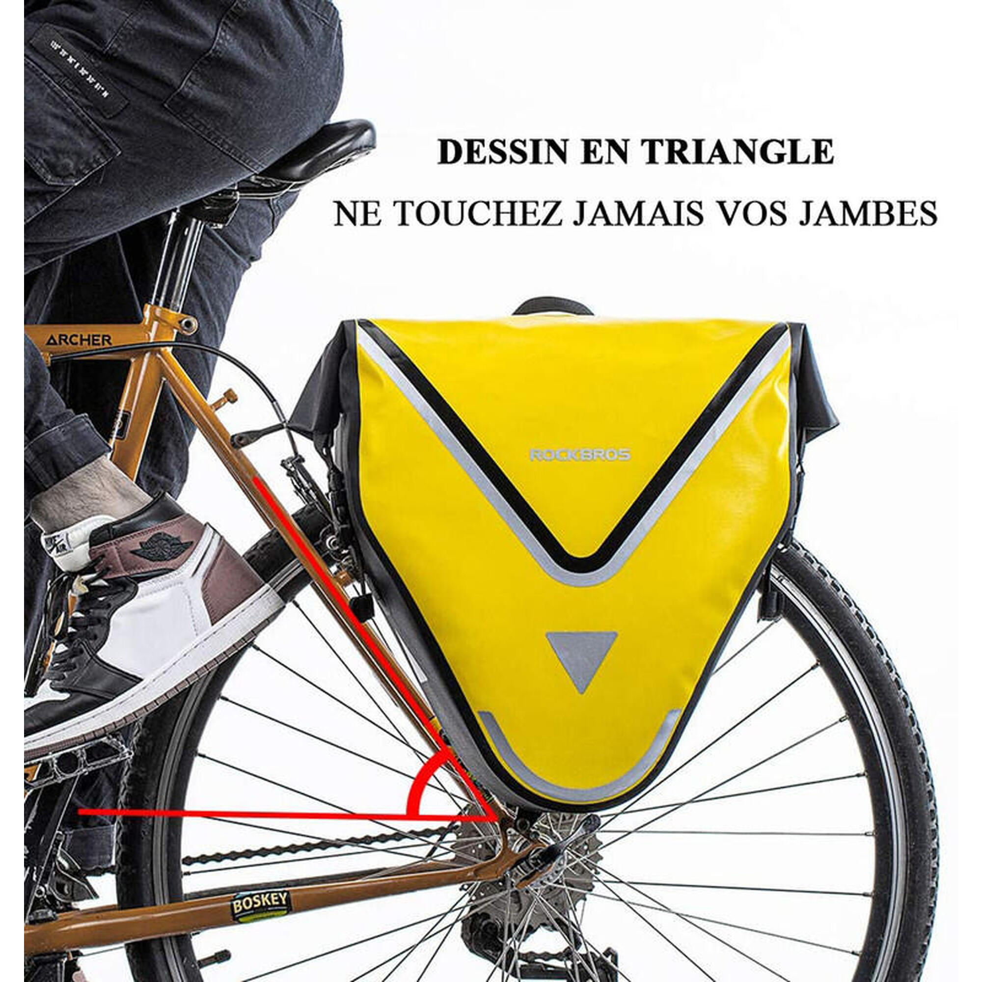 Sacoche de V lo Arri re Porte Bagage tanche Sac de Rangement VTT 20 L Jaune