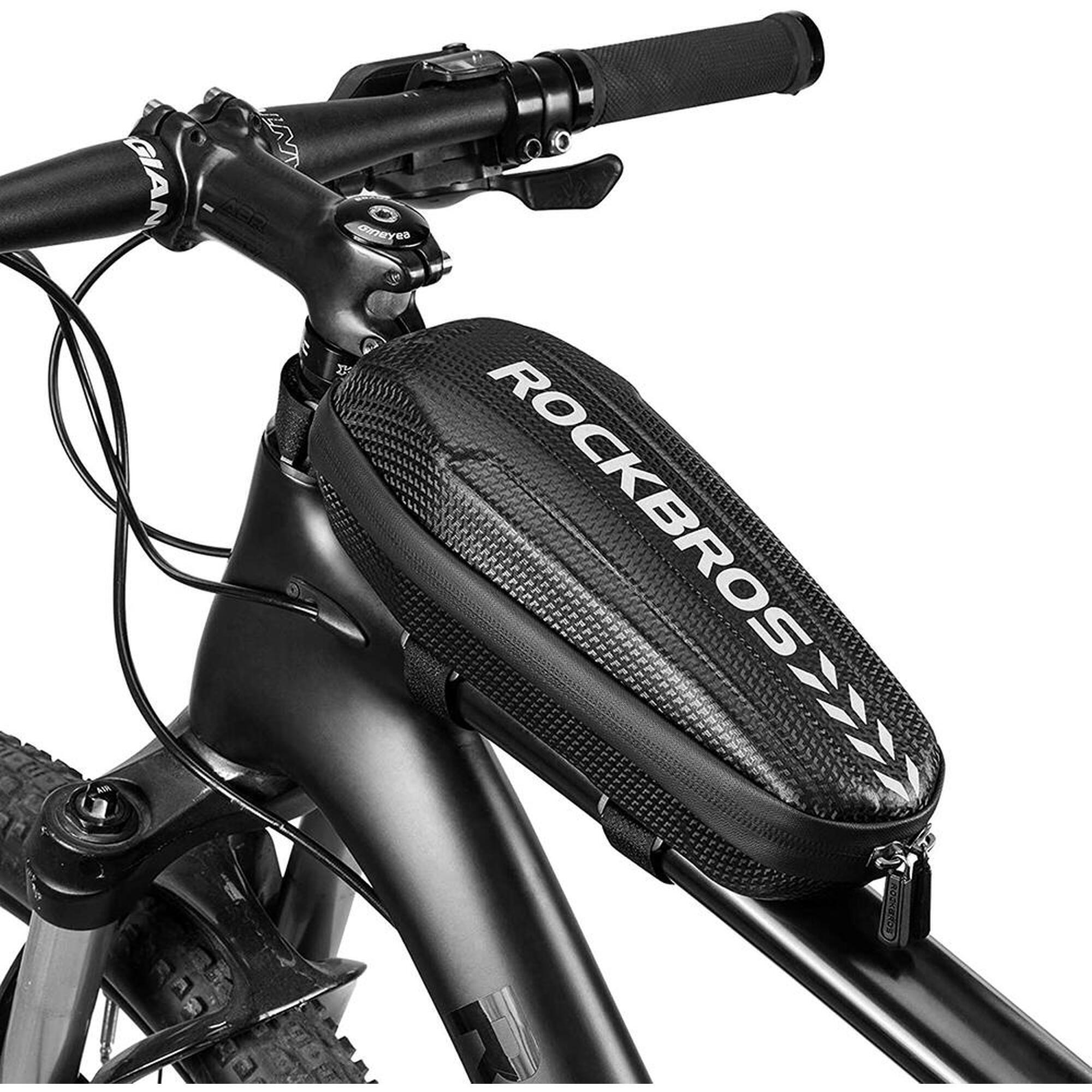 ROCKBROS Bicycle Frame Bag Waterproof MTB Tube Bag Black 1.1L/1.5L