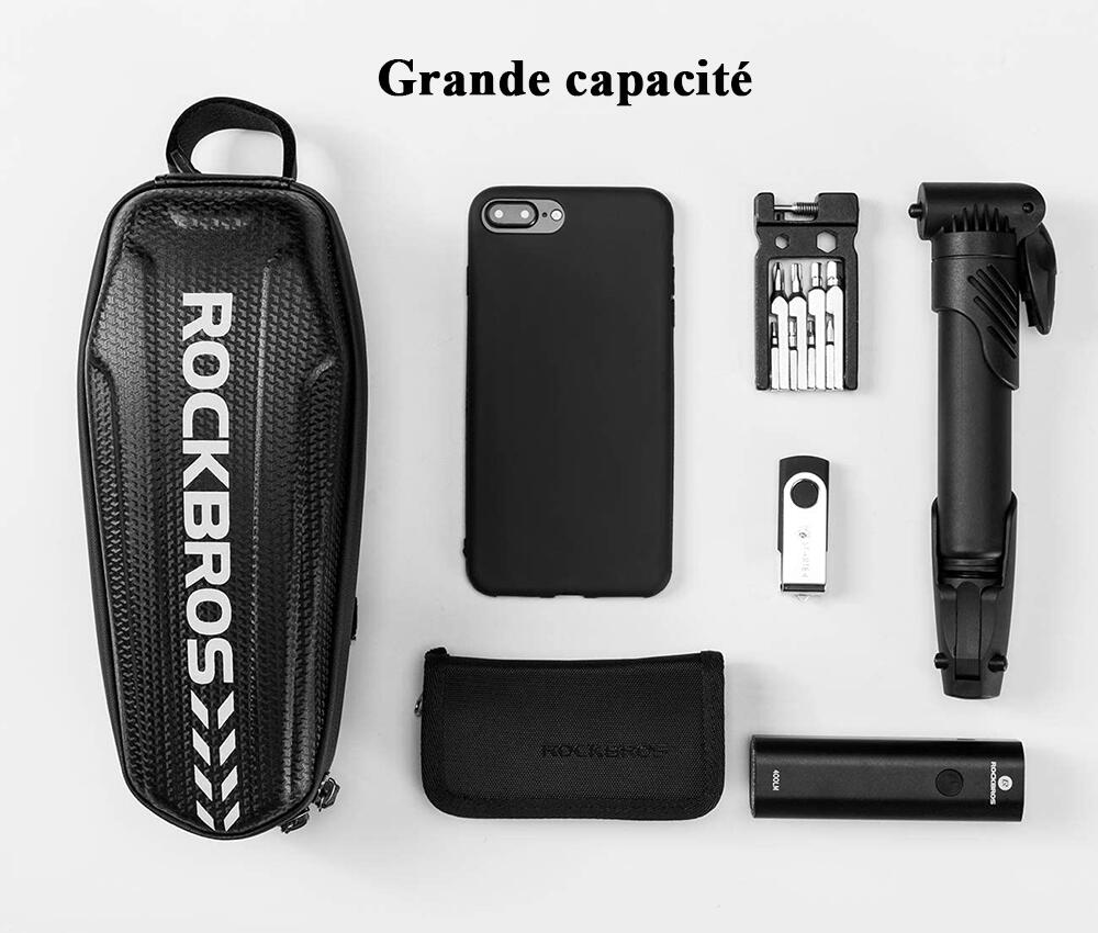Sacoche de Cadre Vélo Sacoche de Tube VTT Étanche Noir 1,1L/1,5L 5/7