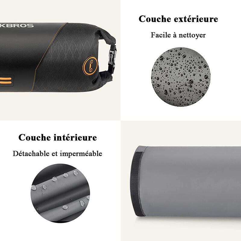 Vélos sacoche de guidon Panier vélo étanche 2L grande capacité Noir