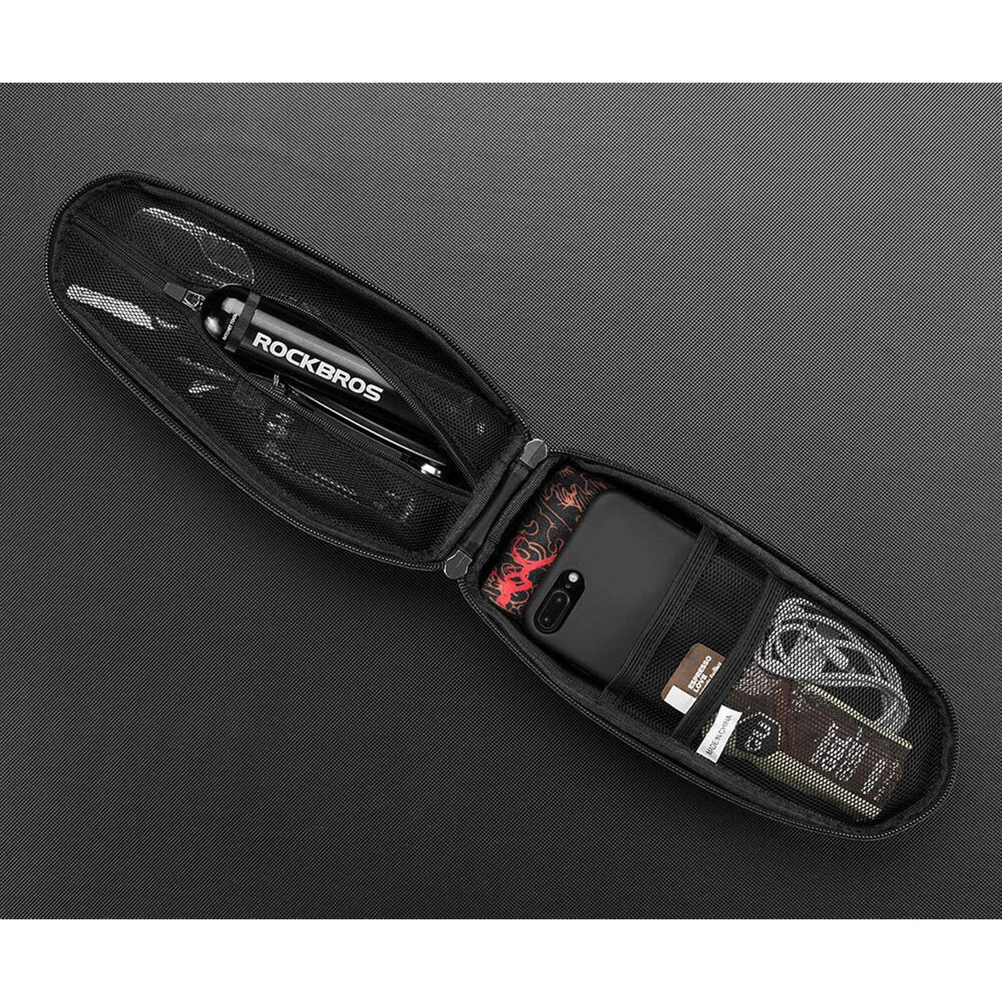 Sacoche de Cadre Vélo Sacoche de Tube VTT Étanche Noir 1,1L/1,5L 4/7