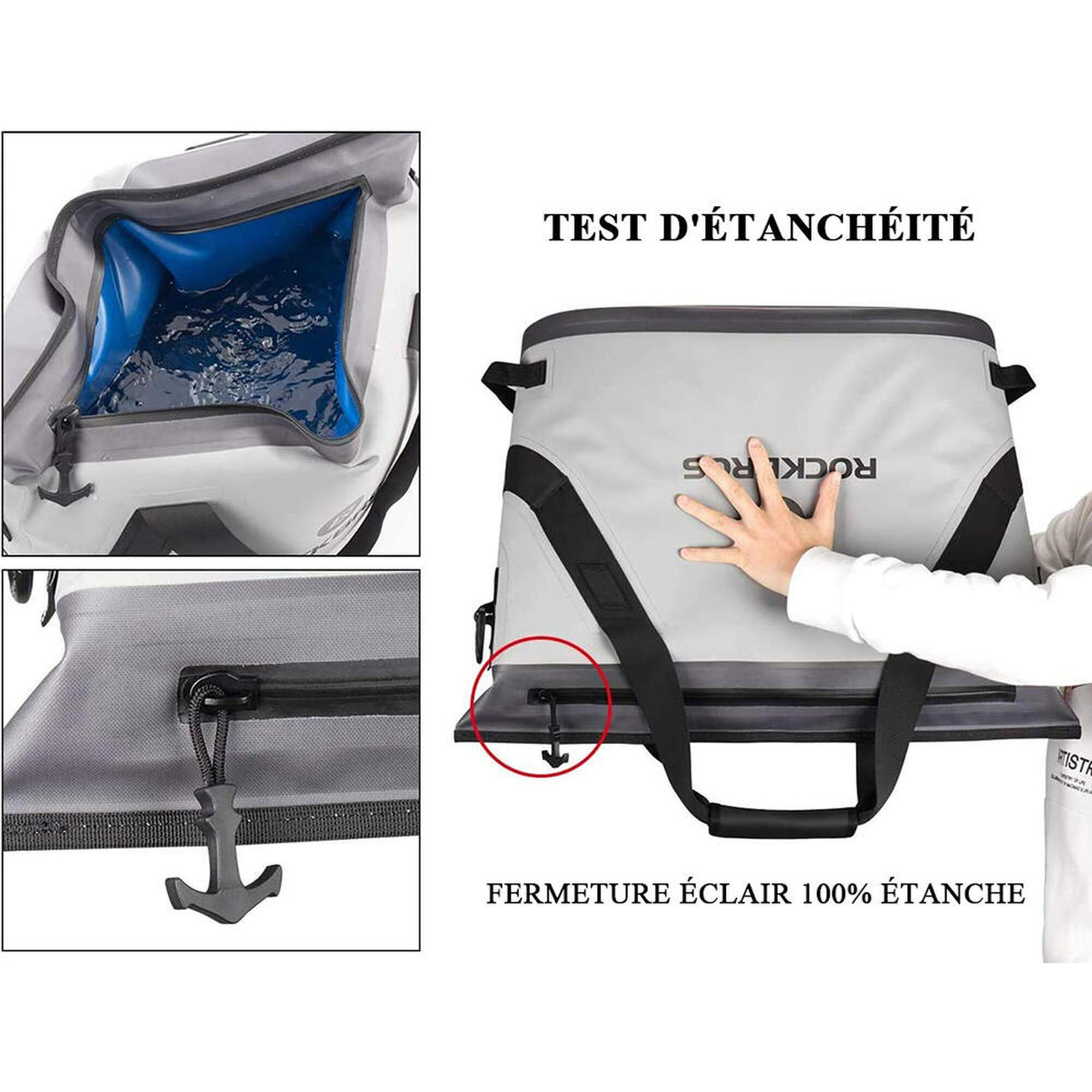 Sac Glacière souple isotherme étanche 22L Sac à Main/à Dos Gris 3/6