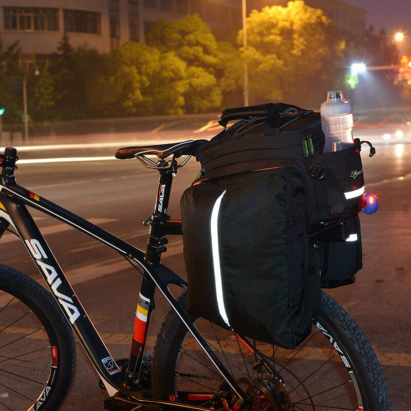 Sacoche Vélo Porte-Bagage Arrière Sac de Rangement Étanche Housse de Pluie Noir