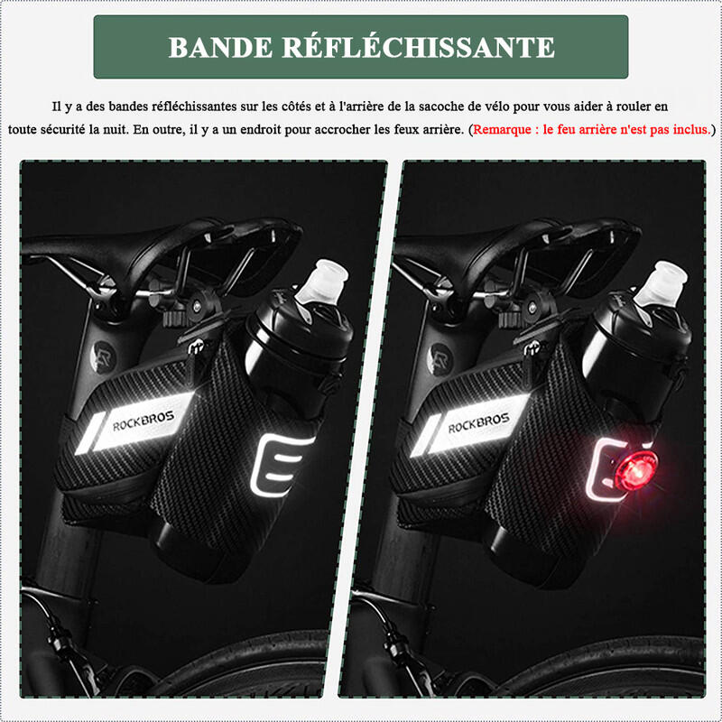 Fiets zadel tas Bike Seat Bag met fles houder zwart 1L 6/7