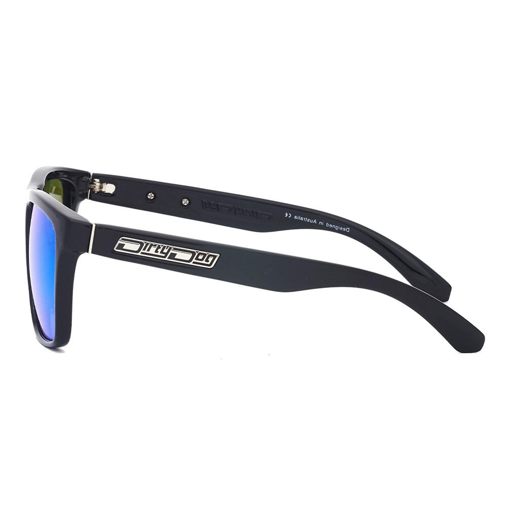 MONZA Unisex Sunglasses - Black/Polarized Ice Blue Mirror 3/4