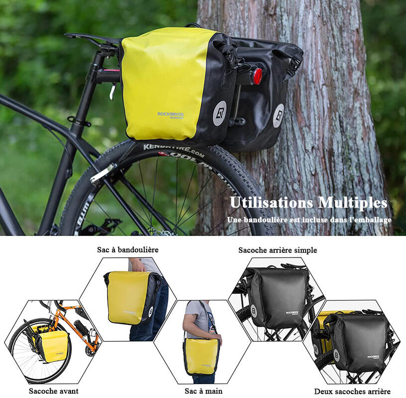 Waterdichte fietsdraagtas 12-16L ééndelig zwart 7/7