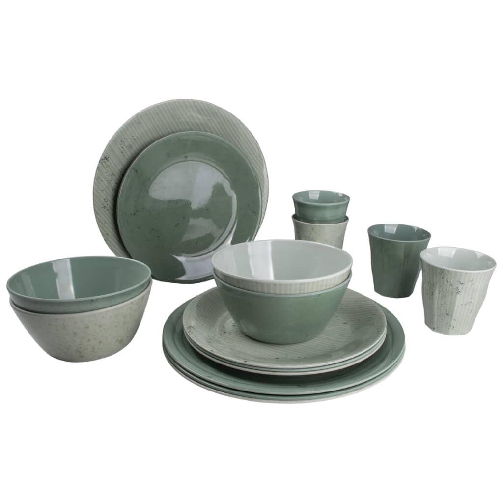 BO-CAMP Melamin Campinggeschirr Set Mix&Match Essgeschirr Teller Becher 16tlg