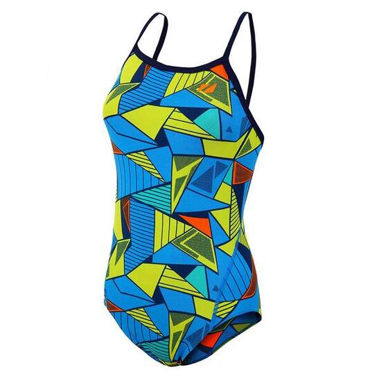 Maillot fille Zone3 Prism 2.0 bretelles ouvertes - Bleu/Jaune - Taille 28