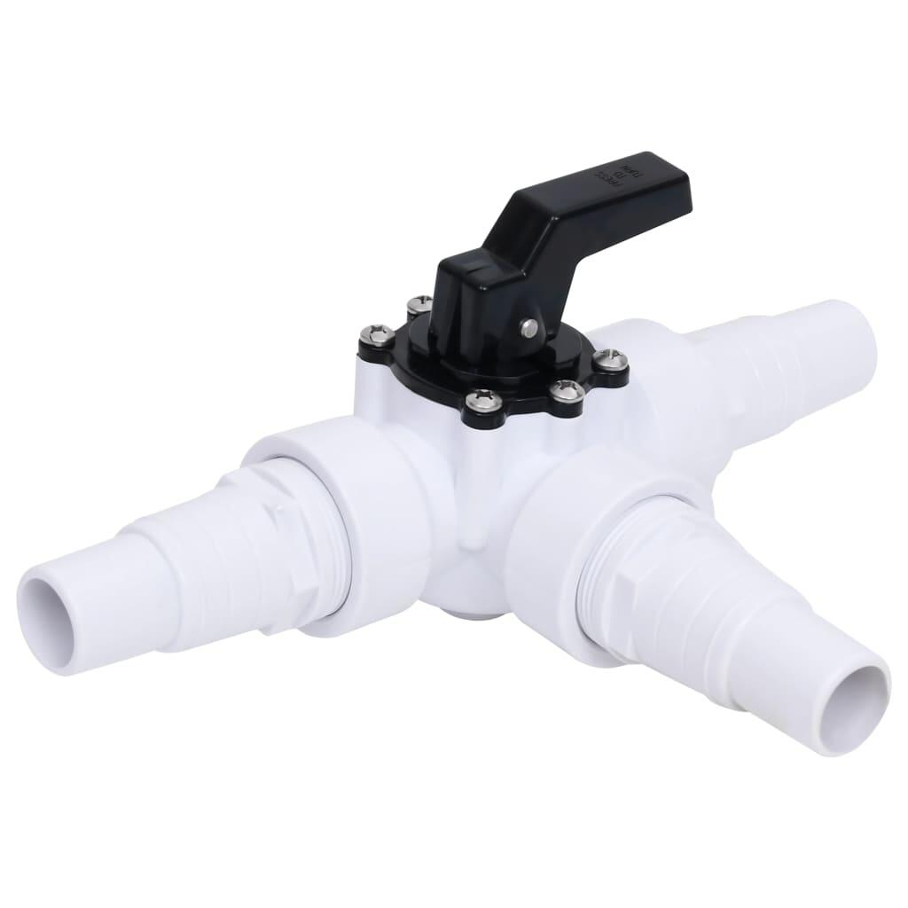 Válvula esférica de 3 vias para piscina branco e preto vidaXL