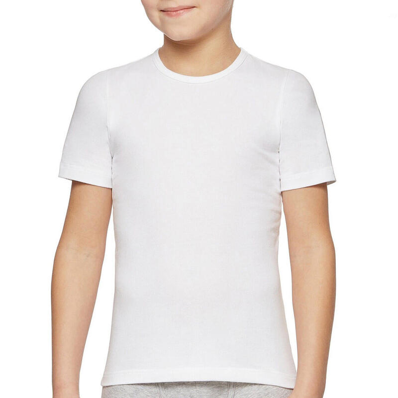 Hautstrick-T-Shirt mit kurzen Ärmeln aus Bio-Baumwolle