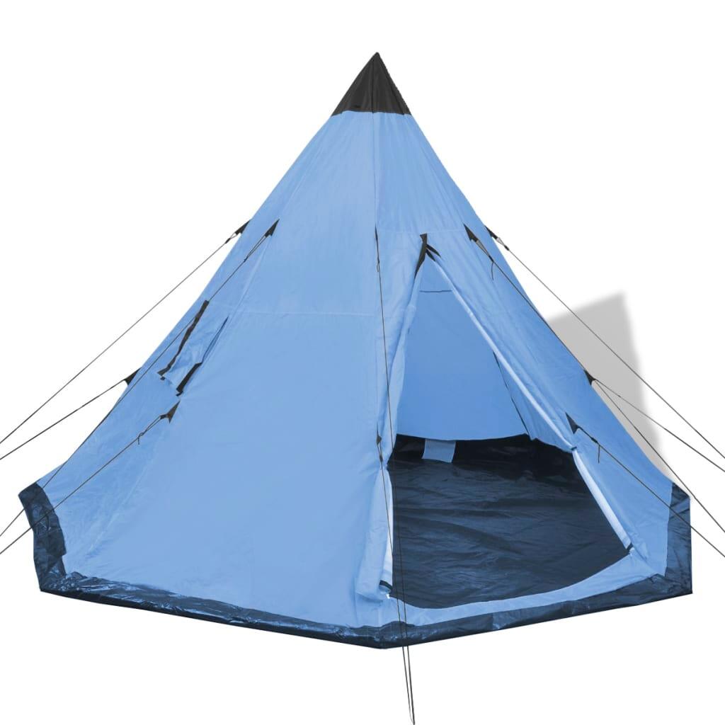 Vidaxl - Vidaxl Tente Tipi 4 Personnes - Bleu - Tente - Bleu|incolore - 4 Places - Decathlon
