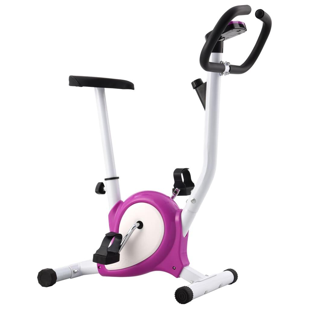 Bicicleta estática con resistencia de cinta morada 3/6