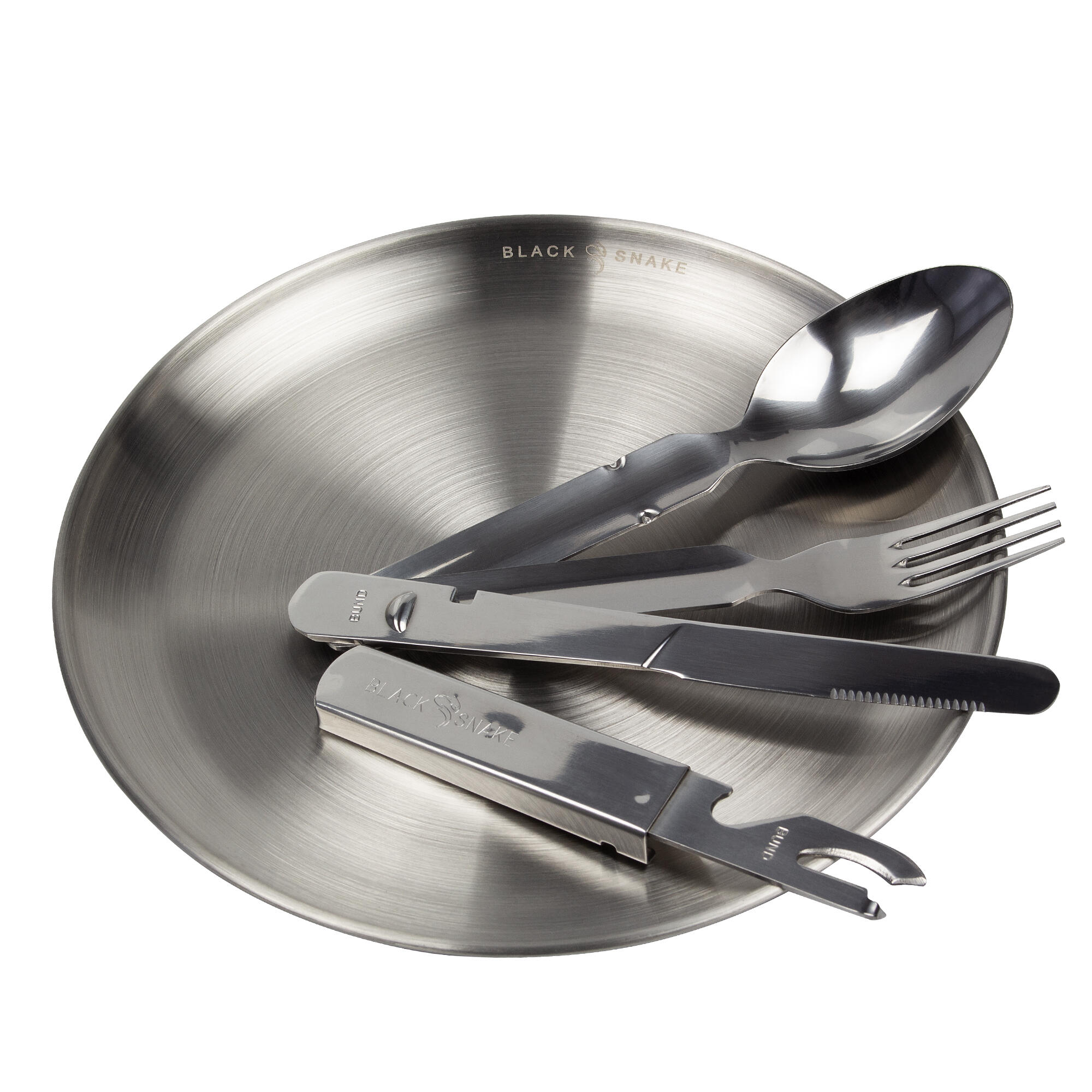 BLACK SNAKE Campingbord plat en bestek set | Roestvrij Staal