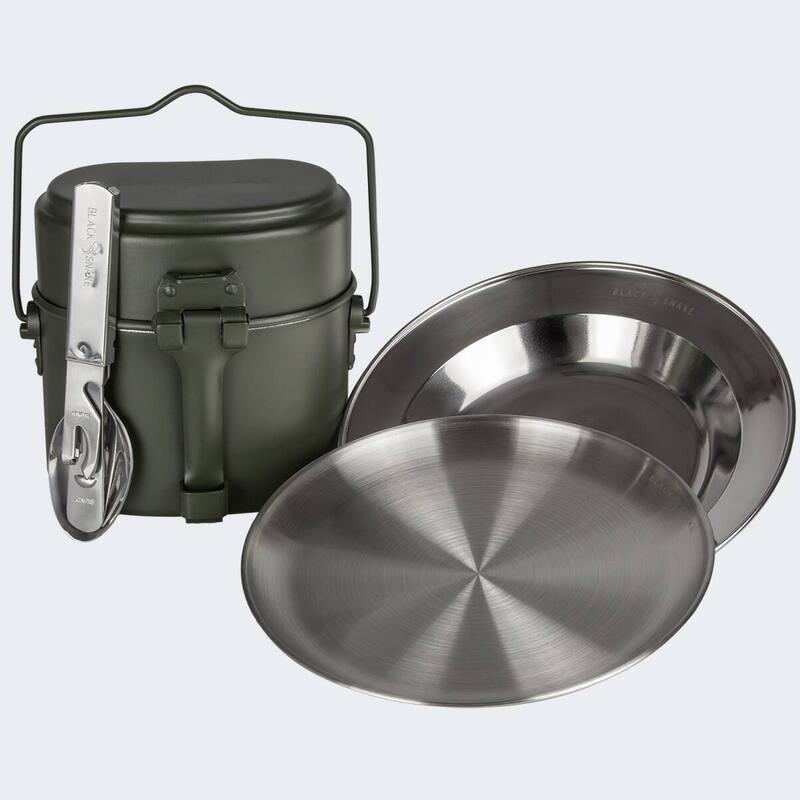 Conjunto de utensílios de cozinha para campismo, prato raso e fundo e talheres