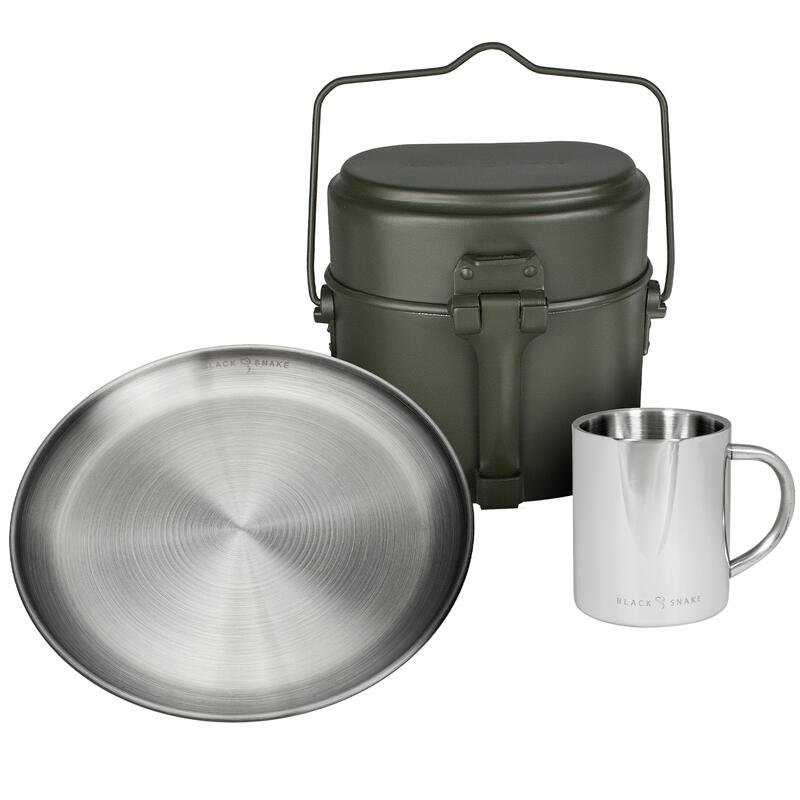 Batterie de cuisine de camping, assiette plate et tasse isotherme set