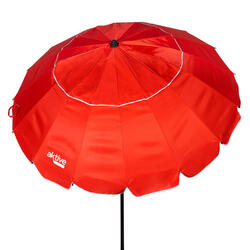Parapluie de plage coupe-vent Ø195 cm rouge avec mât inclinable Aktive