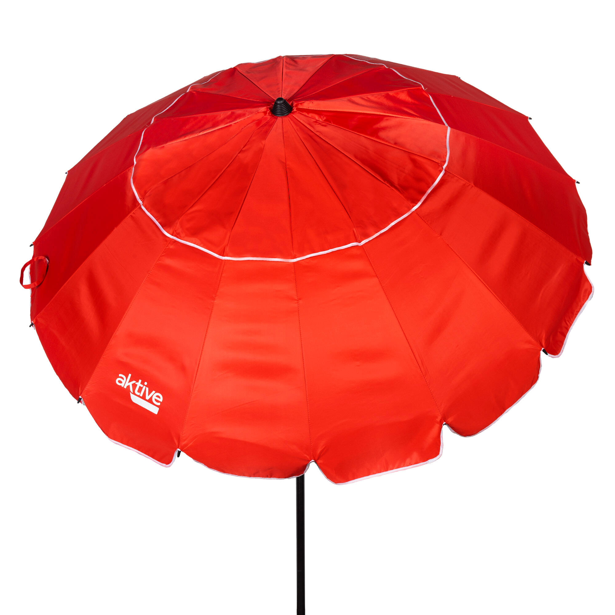 AKTIVE Guarda-chuva de praia corta-vento Ø195 cm vermelho c/mastro basculante Aktive