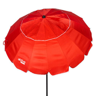 Aktive Ombrellone da spiaggia antivento con 16 stecche. 220 cm. rosso