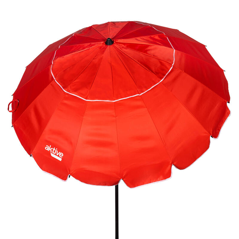 Guarda-chuva de praia corta-vento Ø195 cm vermelho c/mastro basculante Aktive