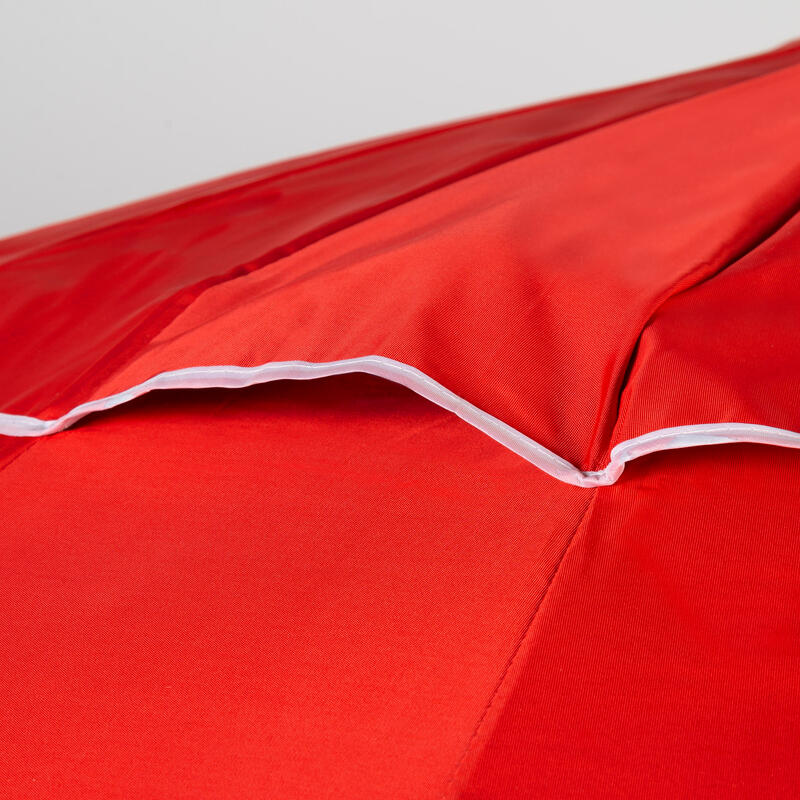 Parapluie de plage coupe-vent Ø206 cm rouge avec mât inclinable Aktive