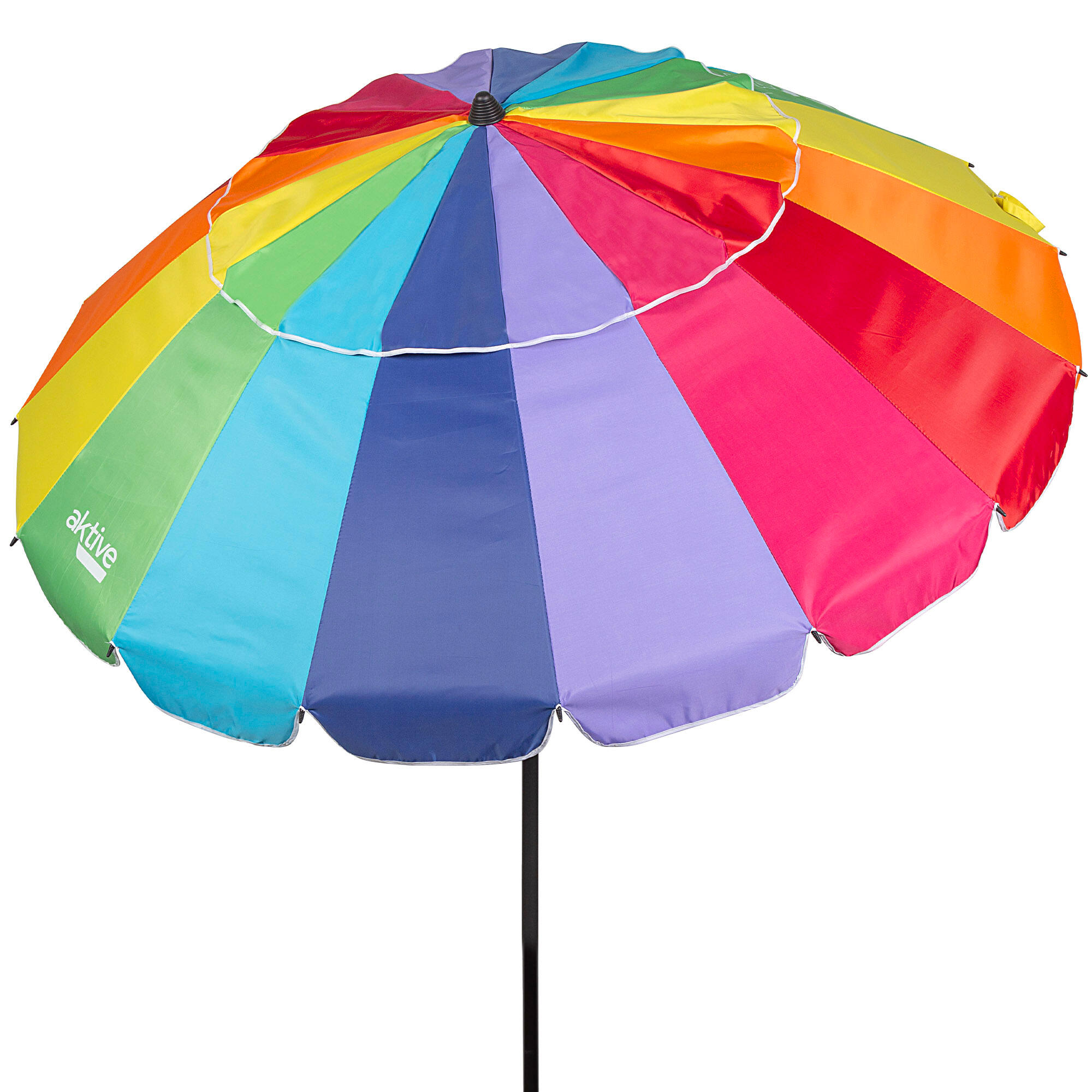 Aktive - Parapluie De Plage Coupe-vent Ø206 Cm Multicolore Avec Mât Inclinable Aktive - Parasol - Multicolore - Taille Unique - Decathlon