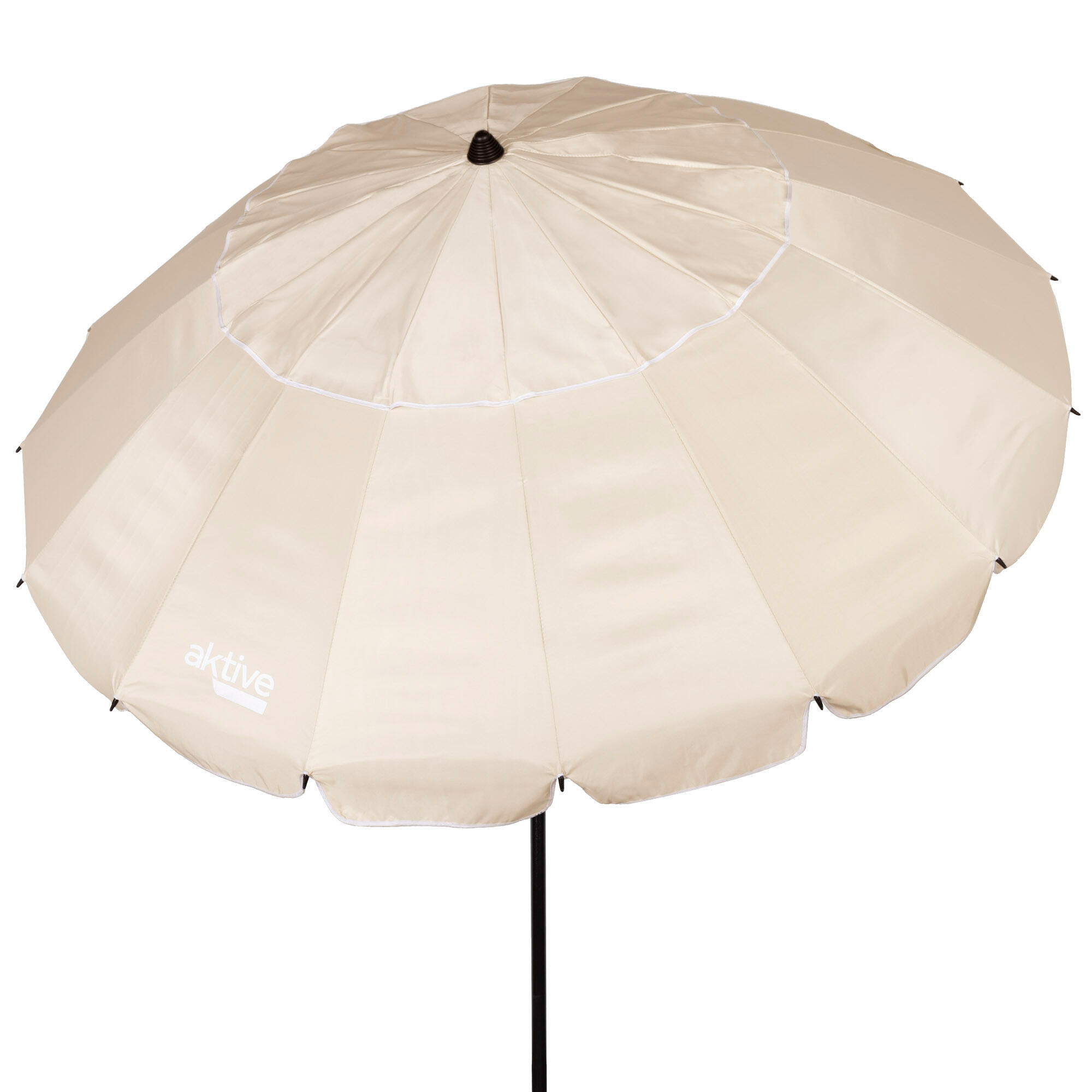 Aktive - Aktive Parapluie De Plage Coupe-vent 16 Mâts 240cm Crème - Parasol - Blanc - Taille Unique - Decathlon