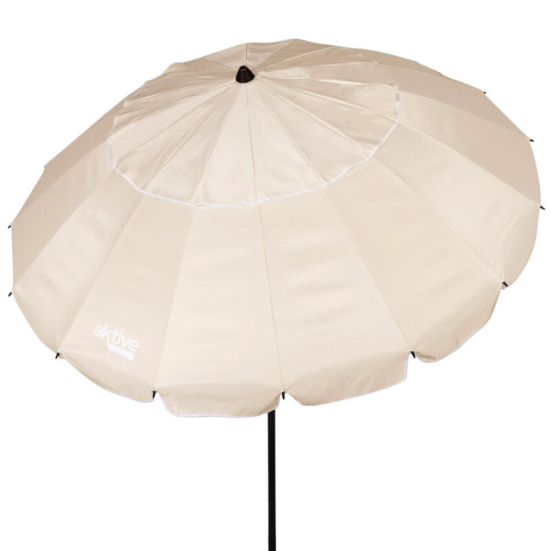 Parapluie de plage coupe-vent Ø206 cm crème avec mât inclinable Aktive