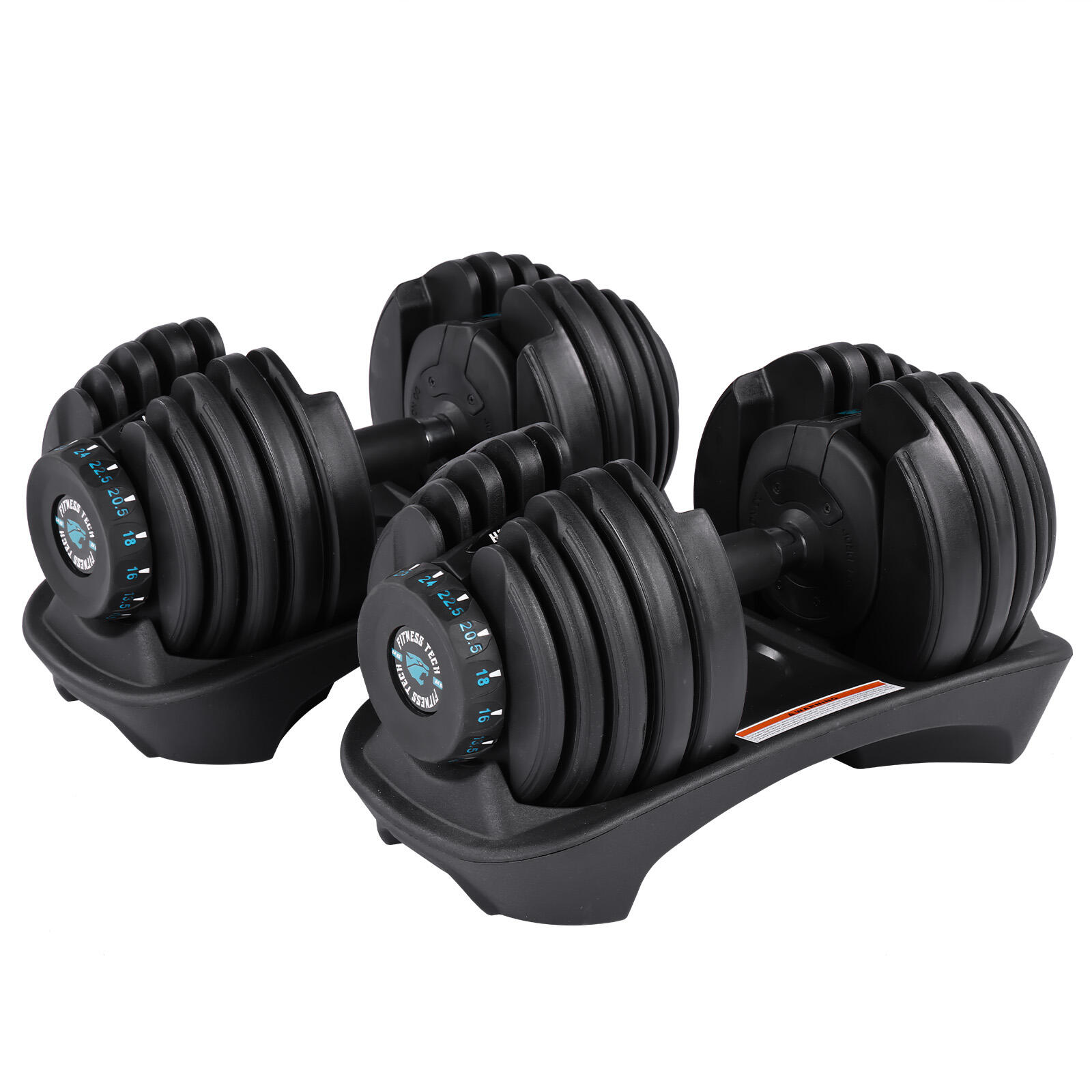 Conjunto de 2 Halteres Ajustáveis de 2,5kg a 24kg Fitness Tech