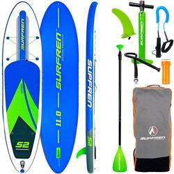 Stand Up Paddle Gonflable - SURFREN S2 11'0" Bleu/Vert (335x81x15cm)