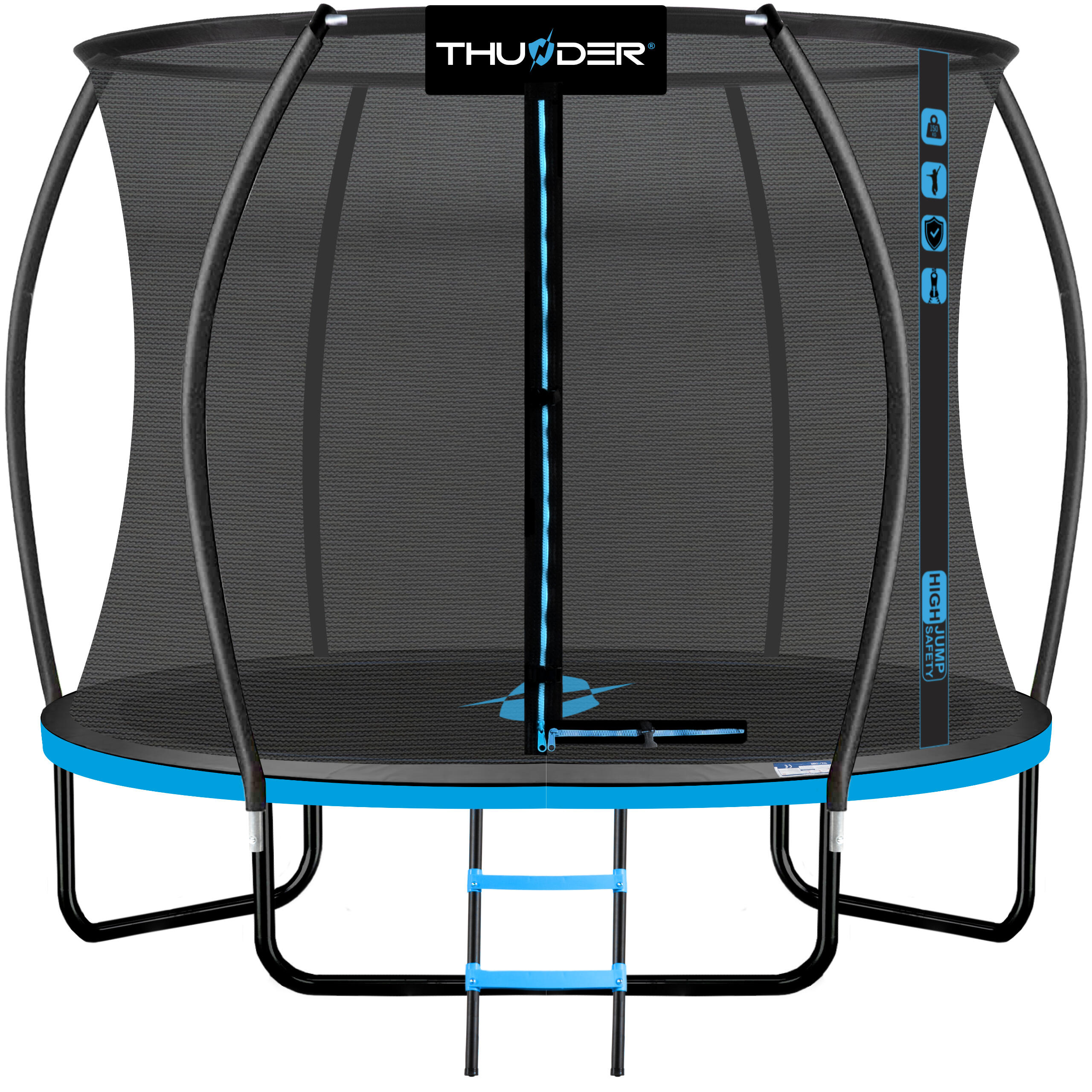 THUNDER Thunder Superb blauw opbouw trampoline rond (Ø244 cm) met net