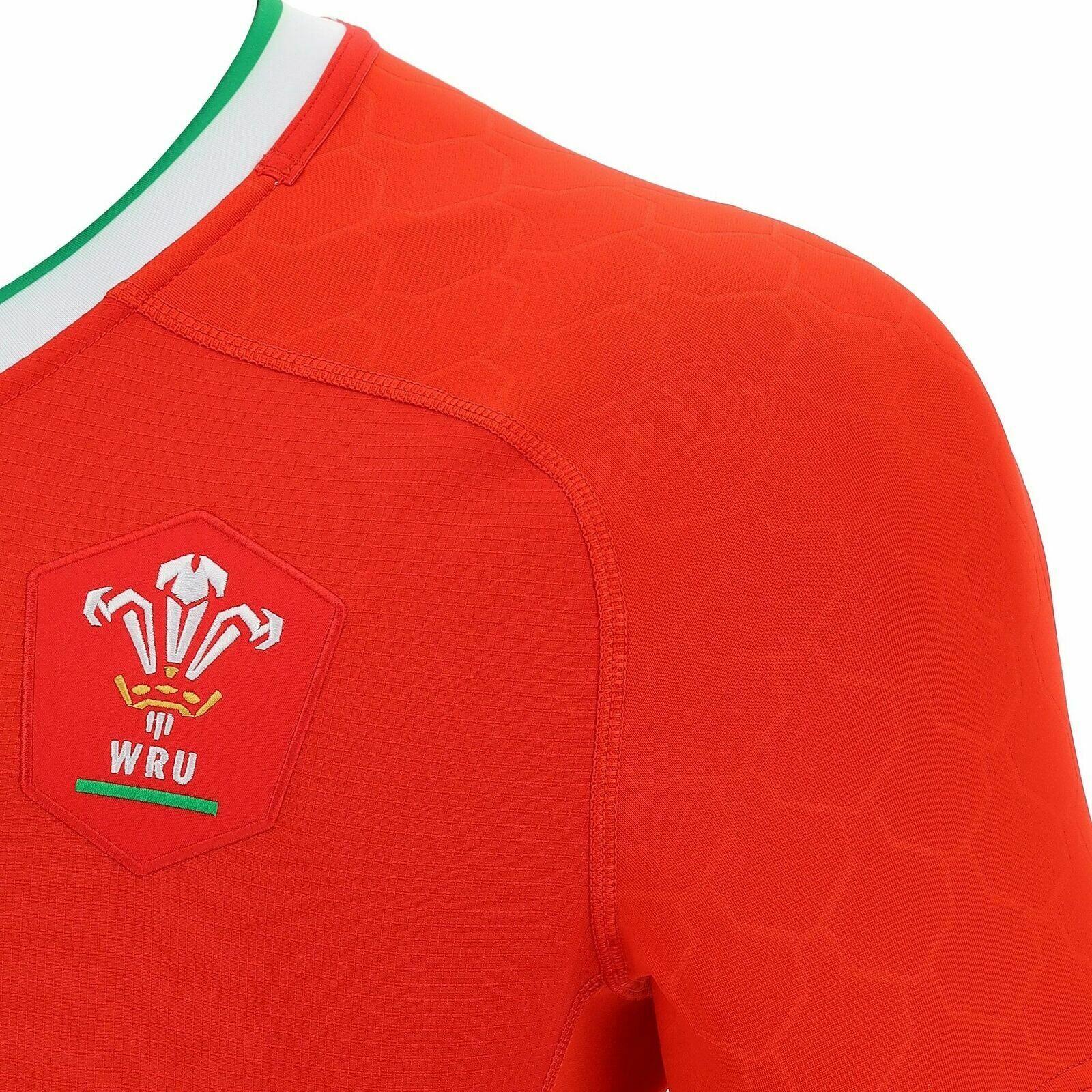 Macron Wales WRU Home Authentic Pro Rugby Shirt Red 3/4