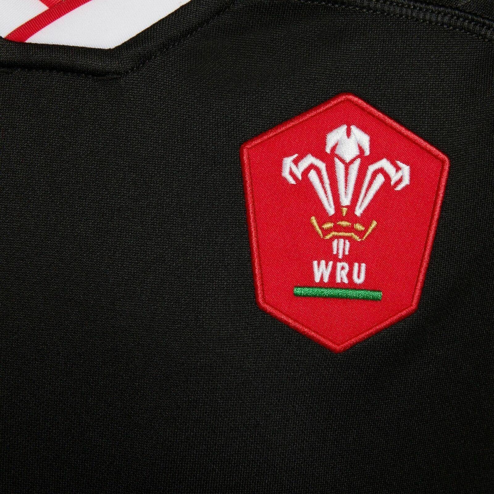 Macron Wales WRU Alternate Rugby Shirt Kids Black 3/4
