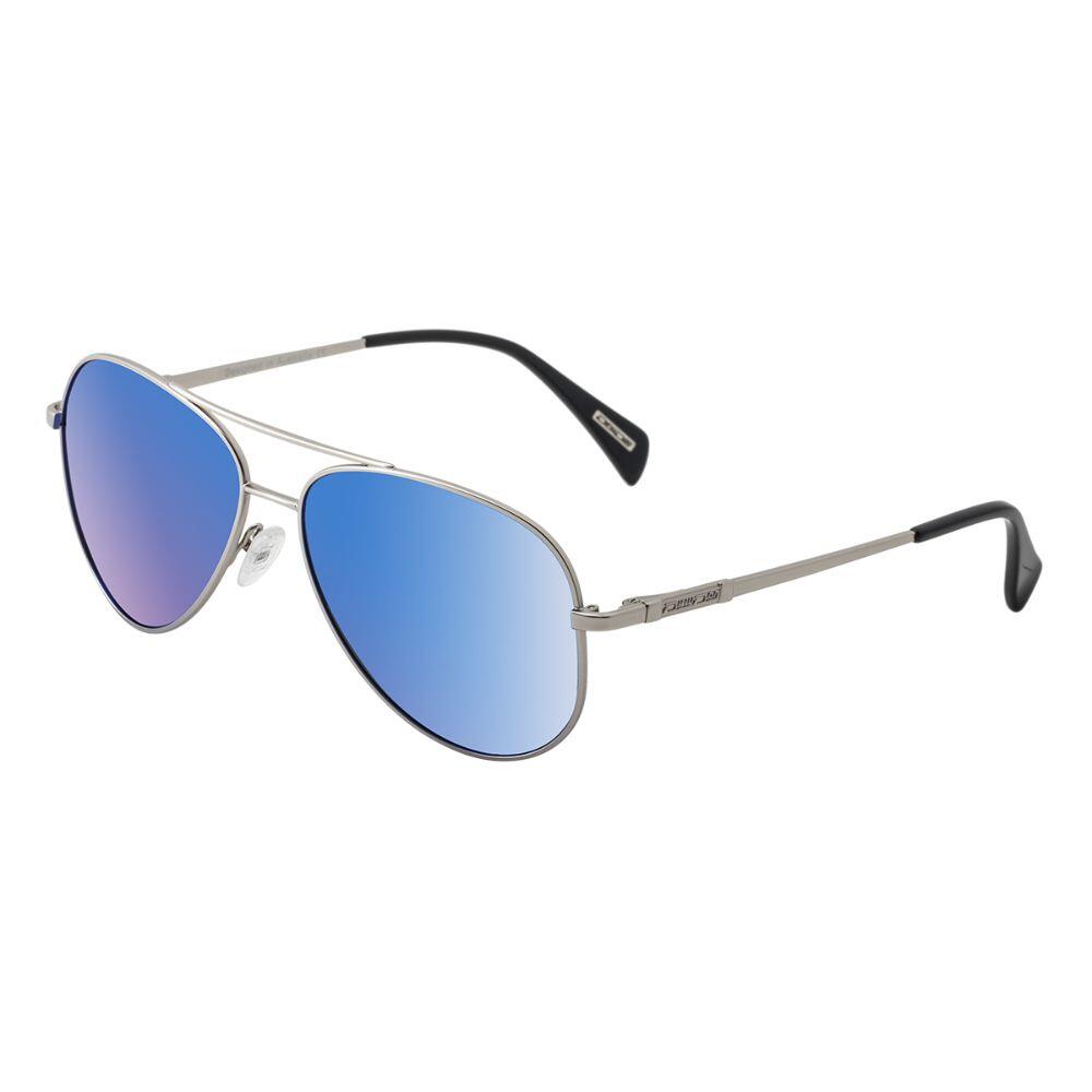 DIRTY DOG MAVERICK Unisex Sunglasses - Silver/Polarized Blue Mirror