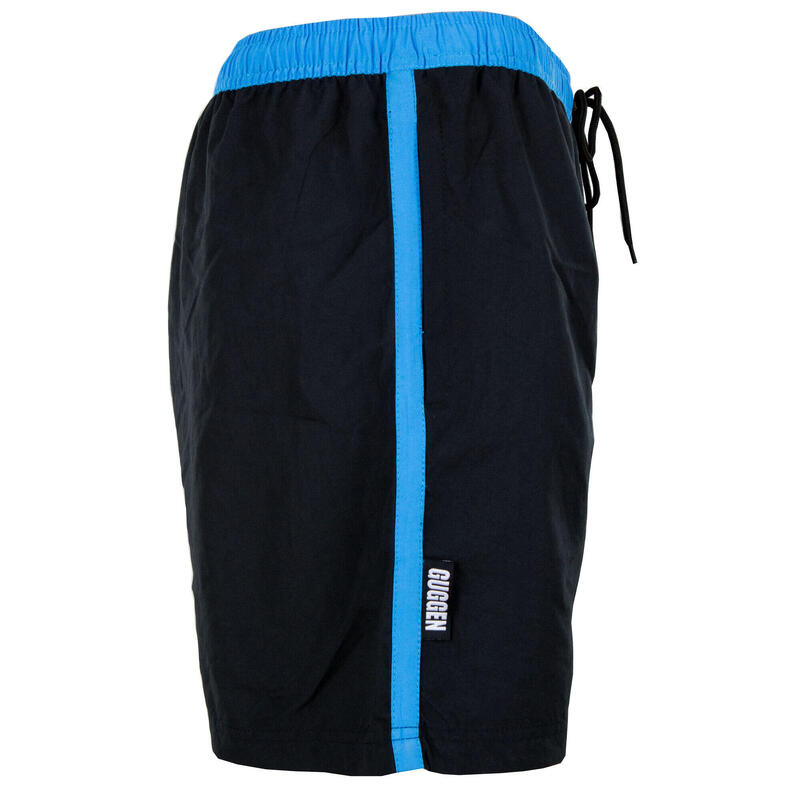 GUGGEN MOUNTAIN Boardshort Short Maillot de bain homme noir à rayures bleues