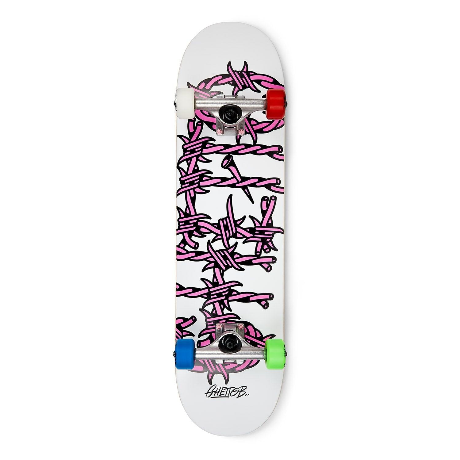 GHETTOBLASTER Skateboard Completo per iniziare Barded Wire  Pink  8.125”