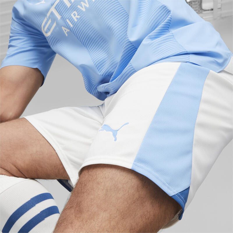 Shorts de fútbol Manchester City PUMA White Team Light Blue
