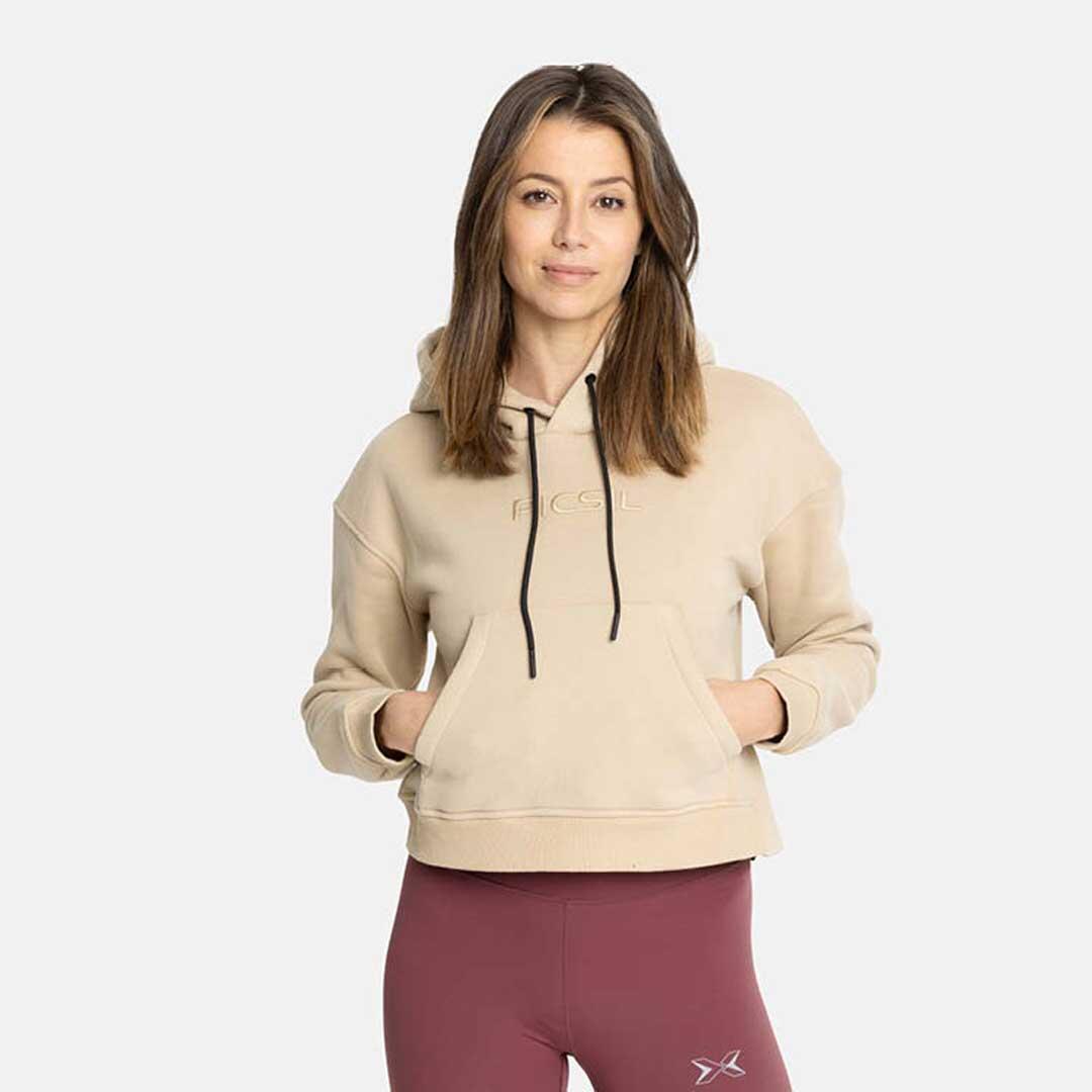 PICSIL Sweatshirt curta com capuz Core para mulher - L bege