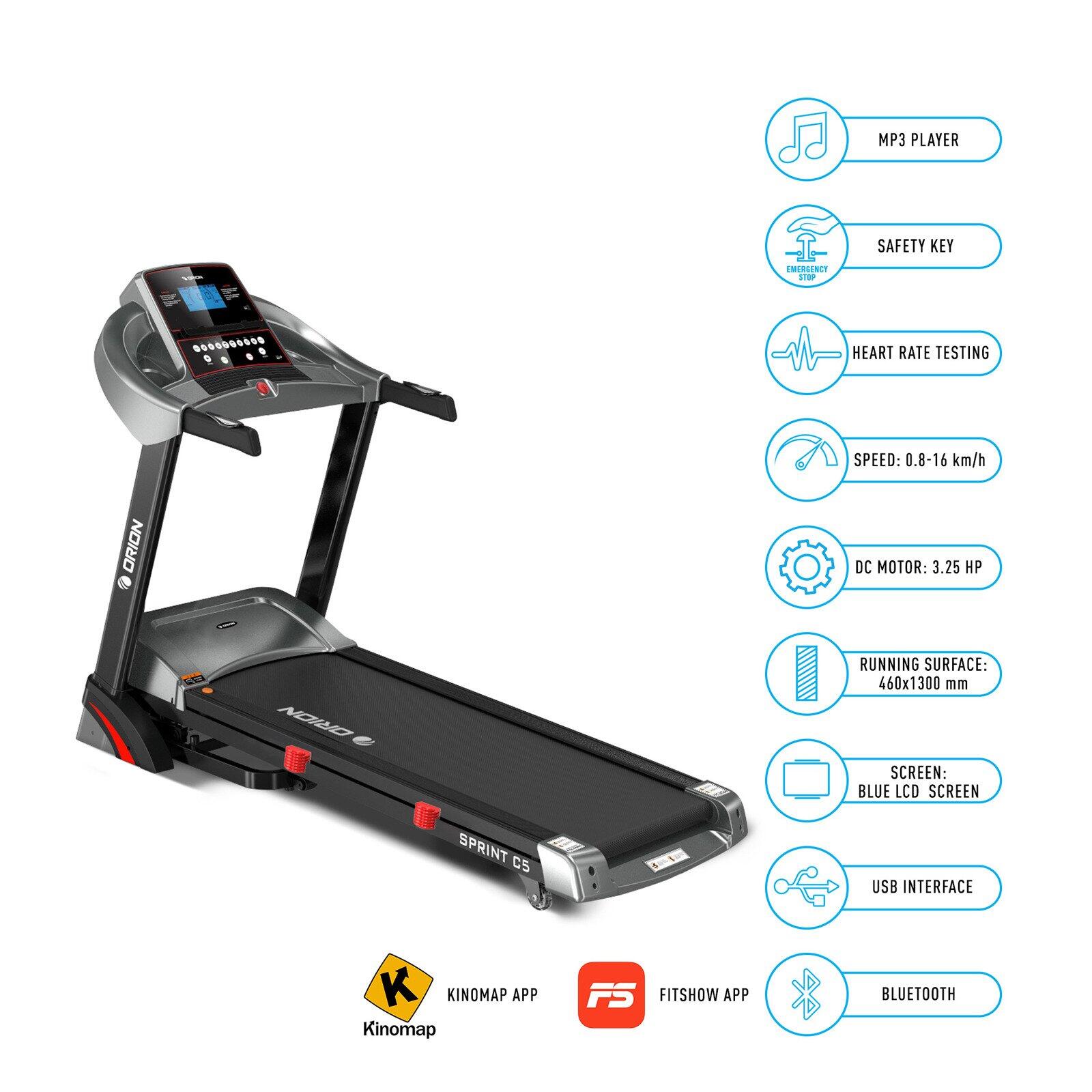 Bieżnia Elektryczna składana Orion Sprint C5, bluetooth, 0.8-16 km/h, 130x46 cm 5/7
