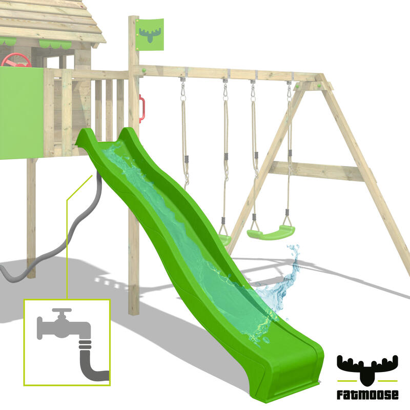 Aire de jeux HappyHome avec balançoire et toboggan vert