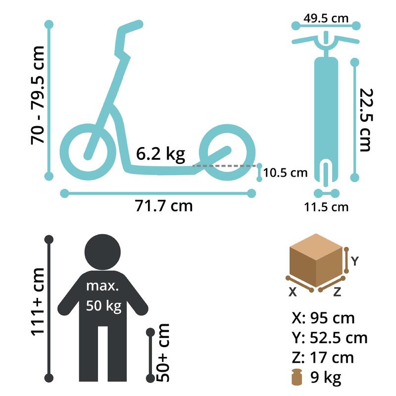 Trottinette grandes roues 10", pour enfants de 5 ans, pneus gonflables, Classic