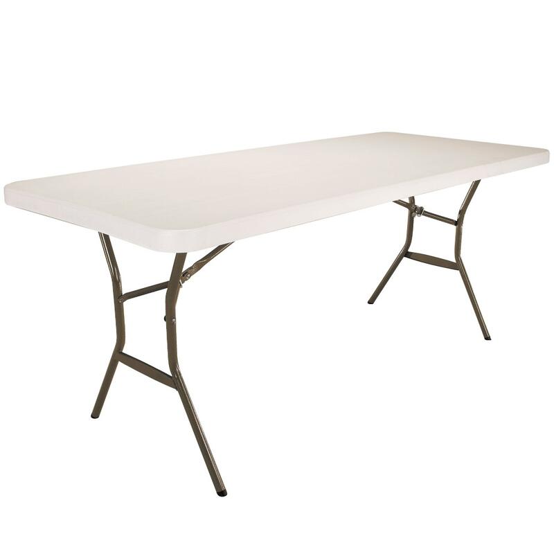 Mesa rectangular com pernas dobráveis em creme 183x76x74 cm Lifetime