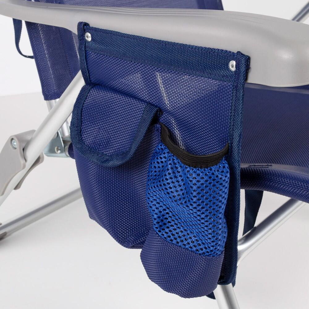 Cadeira de praia multiposições dobrável slim c/almofada e bolso Aktive 3/7