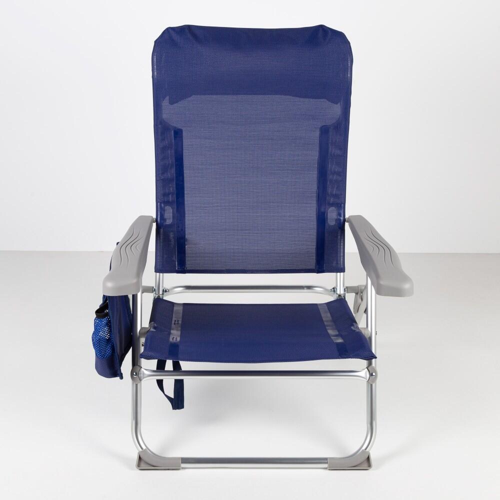 Cadeira de praia multiposições dobrável slim c/almofada e bolso Aktive 2/7