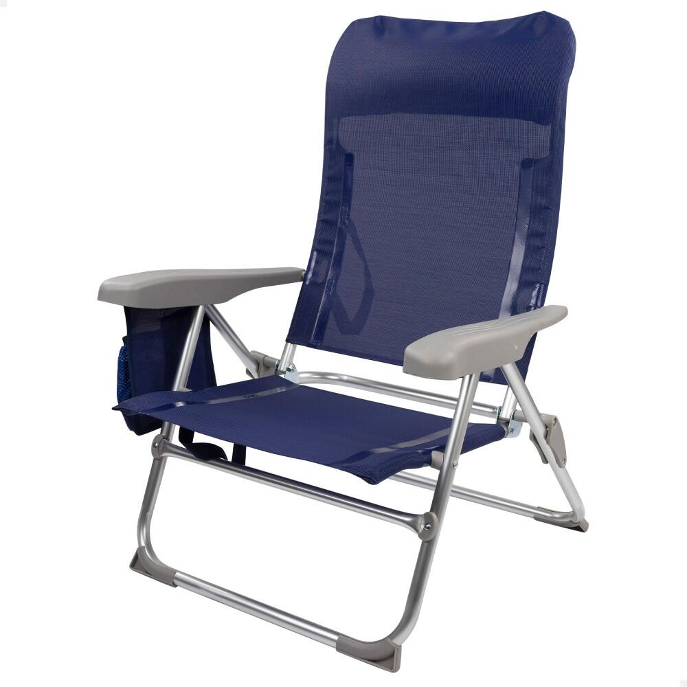 Cadeira de praia multiposições dobrável slim c/almofada e bolso Aktive 1/7