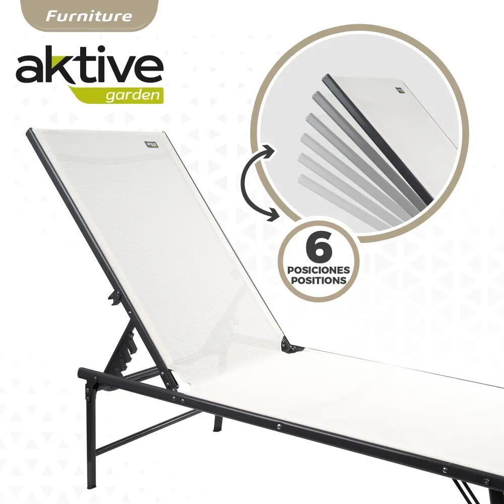 Bain de soleil de jardin pliant multi-positions Aktive blanc 3/7
