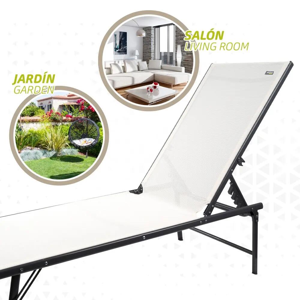 Bain de soleil de jardin pliant multi-positions Aktive blanc 5/7