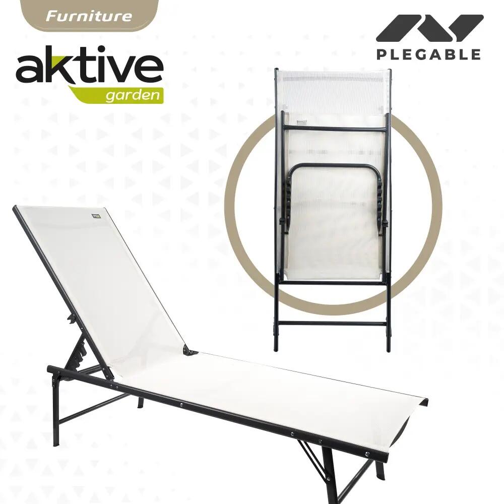 Bain de soleil de jardin pliant multi-positions Aktive blanc 6/7