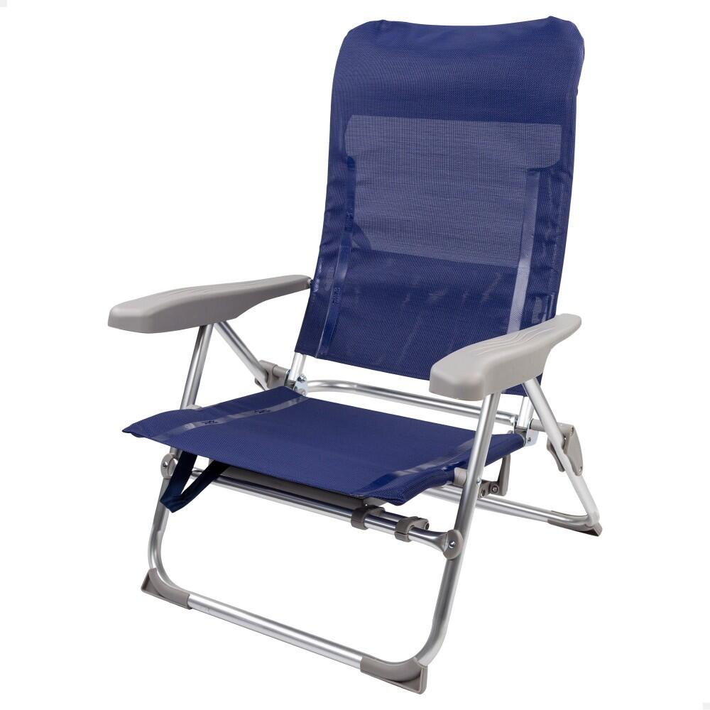 AKTIVE Cadeira de praia dobrável multiposições Slim c/mesa e almofada Aktive