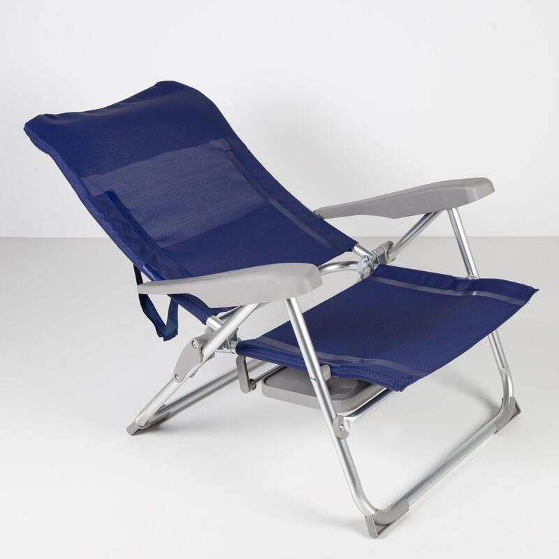 Silla de playa multiposición plegado Slim c/mesa y cojín Aktive