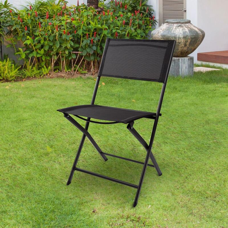 Chaise de jardin pliante noire en tissu renforcé Aktive